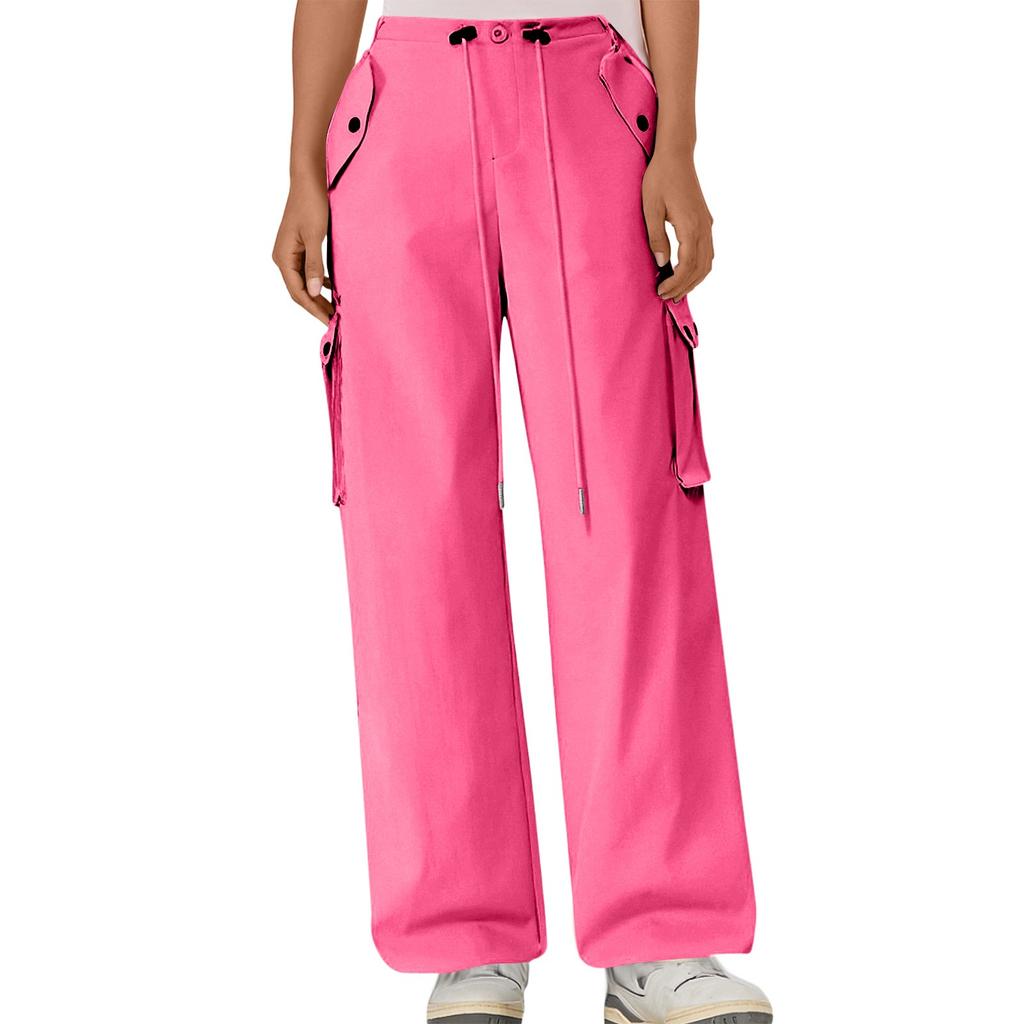 Women's Summer Thin Loose Straight Leg Pants With Multiple Pockets High Waist And Wide Legs Quick Drying Sports Pants (Regular Style)