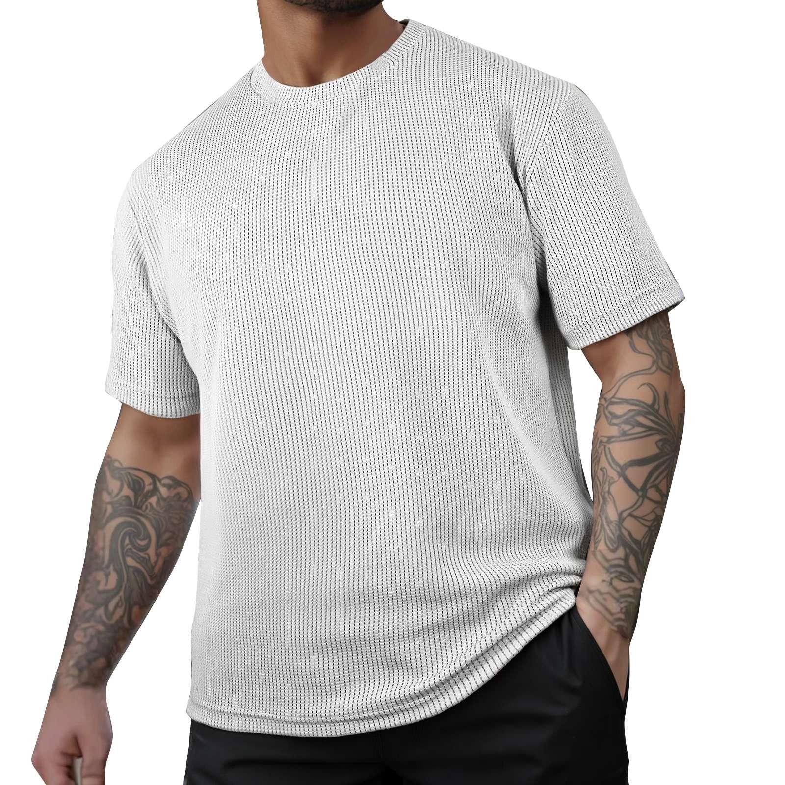 

Мужская летняя однотонная рубашка с круглым вырезом и коротким рукавом, повседневная модная рубашка XL белый