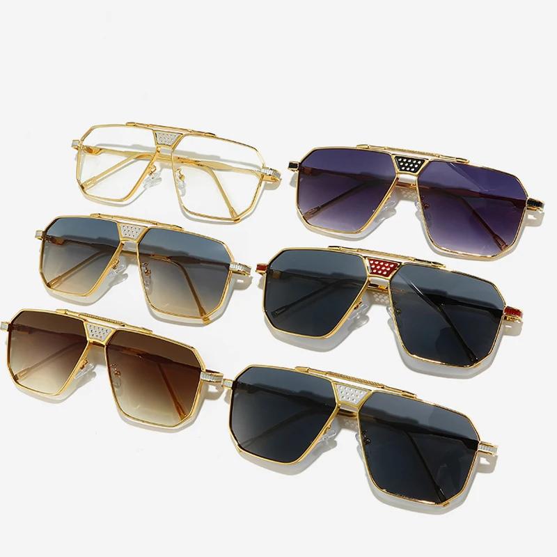  Retro Quality Metal Square Women Luxury Sunglasses Shades UV400 Fashion Gradient Men Sun Glasses
