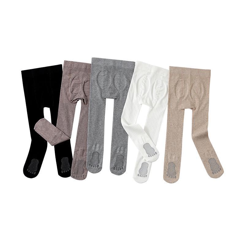 Barns Högelastiska Bomullsstrumpbyxor - Anti-Nopp 8-Trådig Dansstrumpor, Vita