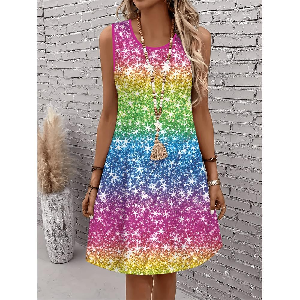 Summer Women's Fashion Cat-Print Dress Sleeveless 3D Animal Print Streetwear Hip-Hop Style Casual Dress Plus Size Dress