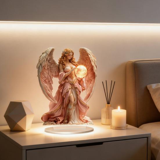 Prayer Angel Table Sign 2D Flat Acrylic Angel Desktop Ornament for Tabletop Shelf Entryway