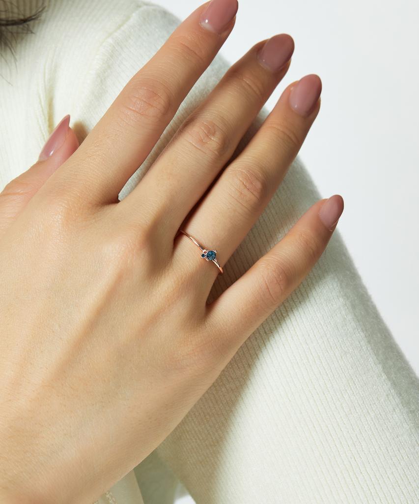 Helene Jewelry 14K 18K Aria Rough Blue Diamond Miss Ring Gold Ring