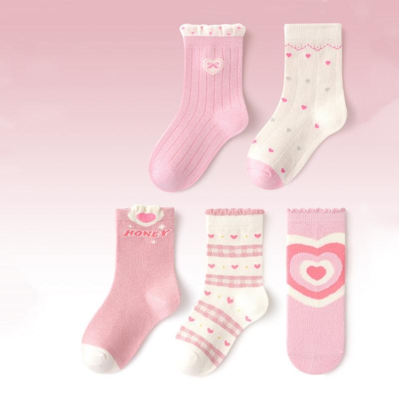 

Kids Soft Cotton Socks Korean Sweetly Love Heart Print Baby Girls Boys Socks Autumn Winter Warm Children Middle Tube Socks XL