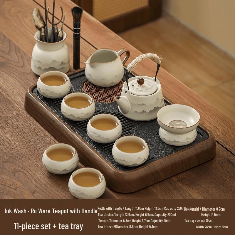Ink Wash Ru Kiln Ceramic Kung Fu Tea Set