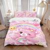 Pink Bear Rainbow Hearts Print 3Pcs Bedding Setduvet Cover With 2 Bedropillowcase Home Birthday Gift
