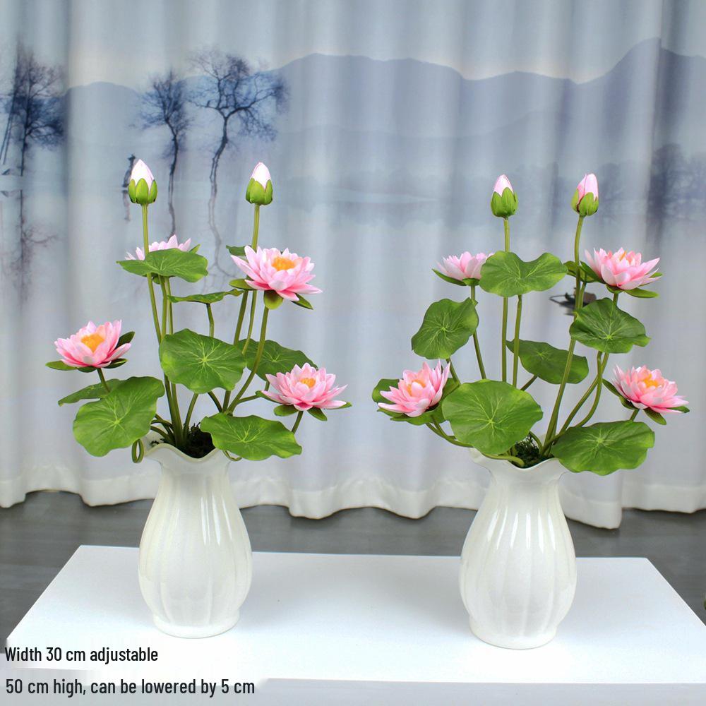 Artificial Lotus Flowers for Buddha Altar, Decorative Silk Bonsai, and Small Guanyin Ornaments