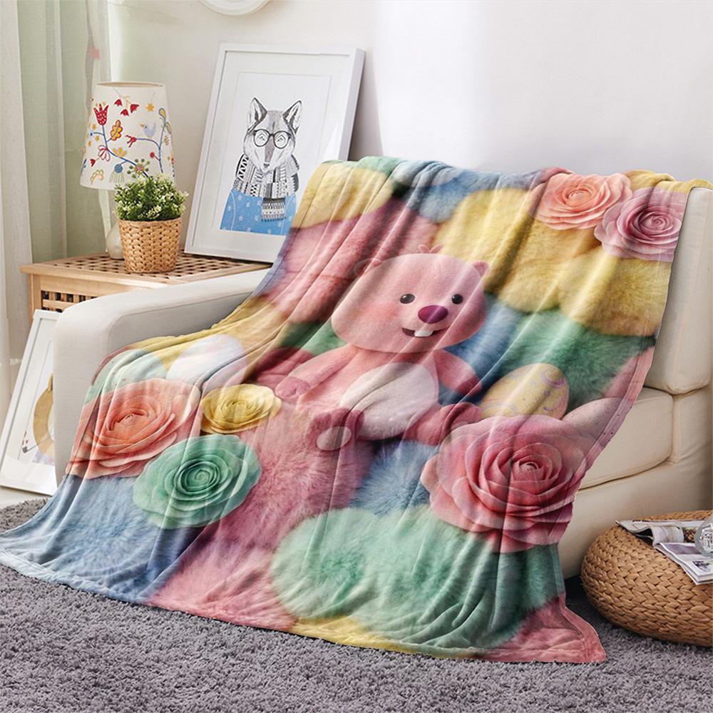 1Pc Loopy Print Flannel Blanket, High Quality Comfortable for All Seasons, Home Decor, Warmth and Comfort, Perfect for Christmas Gifts