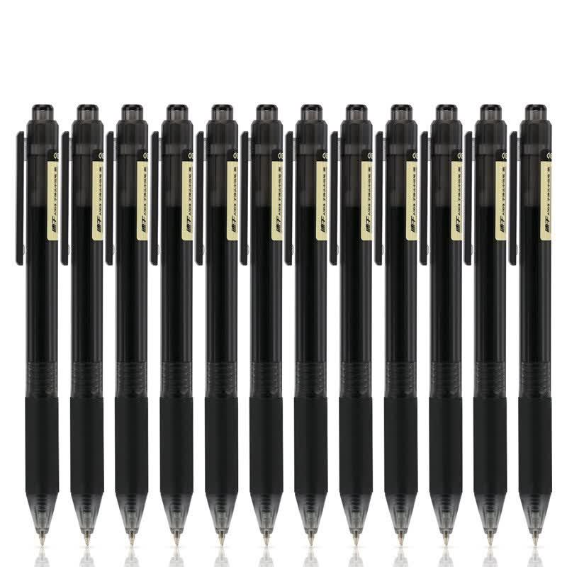 Deli A109 Quick-Dry Retractable Gel Pens 0.5mm, Black (12-Pack)