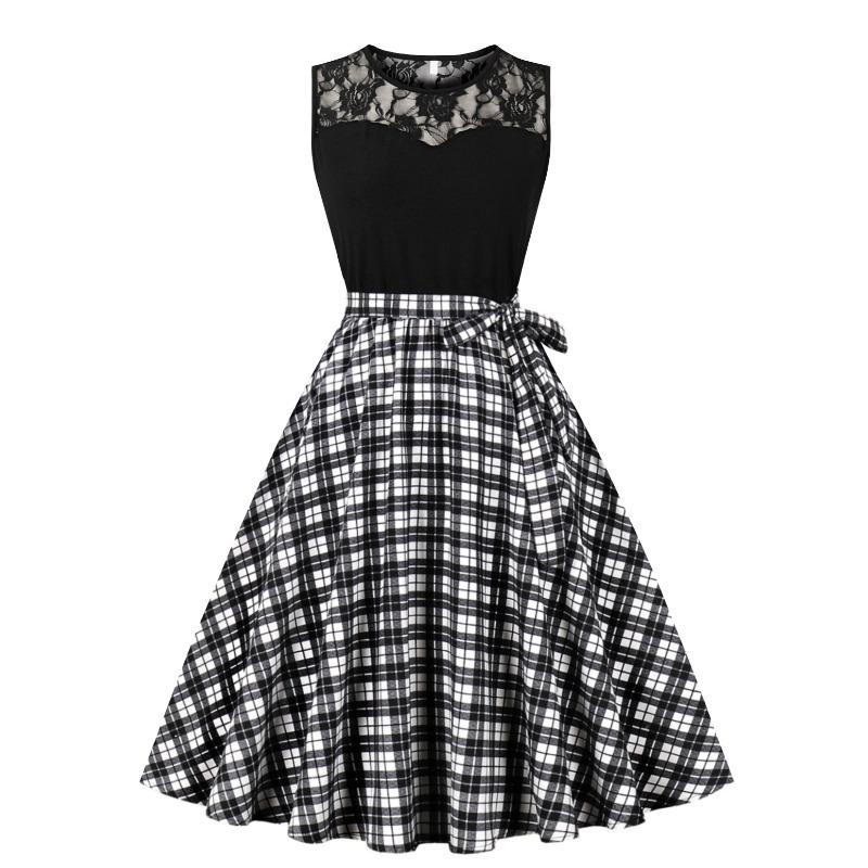 QICED Fashion Summer Spring Sleeveless O-Neck Casual Dresses