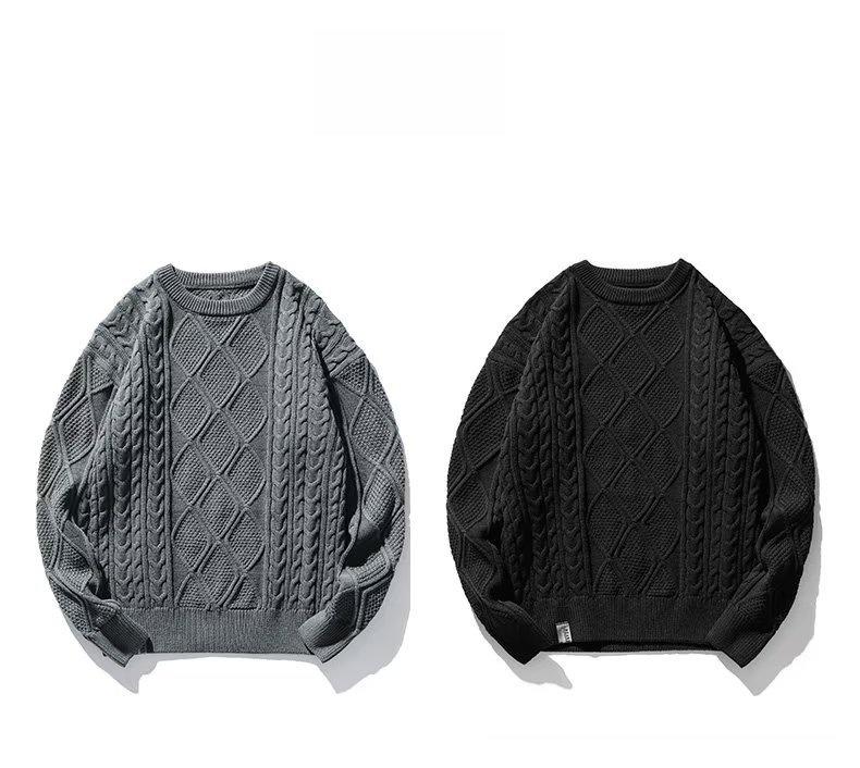Men's Loose Knit Round-Neck Sweater - Trendy Korean Style for Autumn/Winter