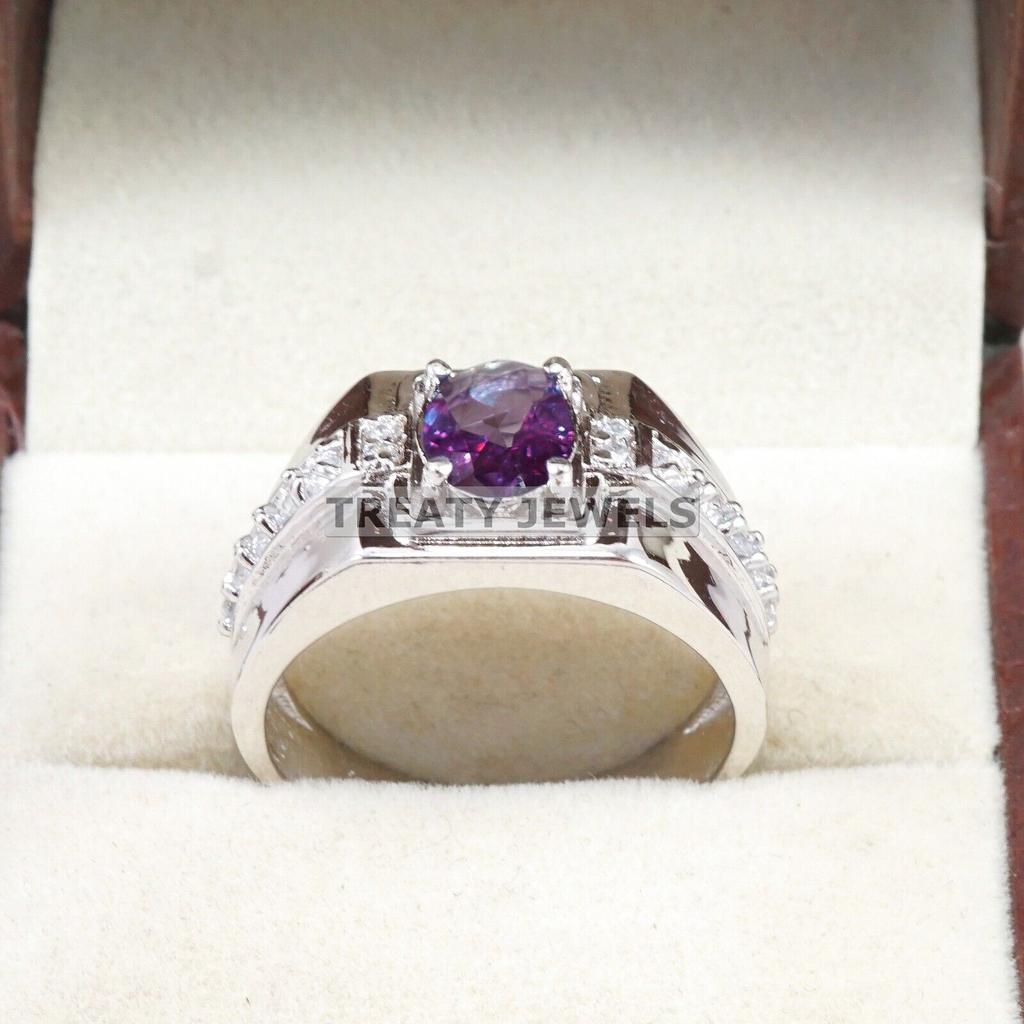 Alexandrite Oval Cut Gemstone With 925 Sterling Silver Ring For Men's #A631 JL375656872253