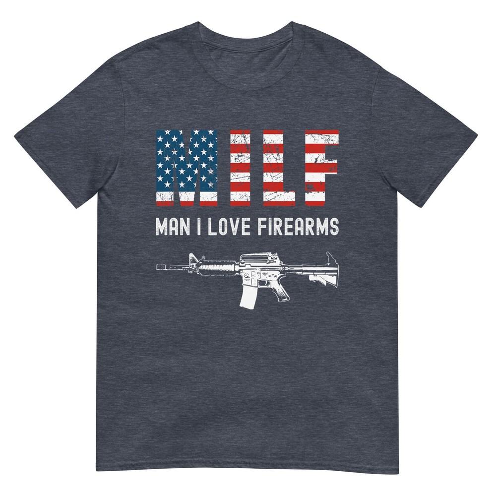 Milf Unisex I Love Firearms Gun Rights Ar15 Patriotic Usa Flag TShirt