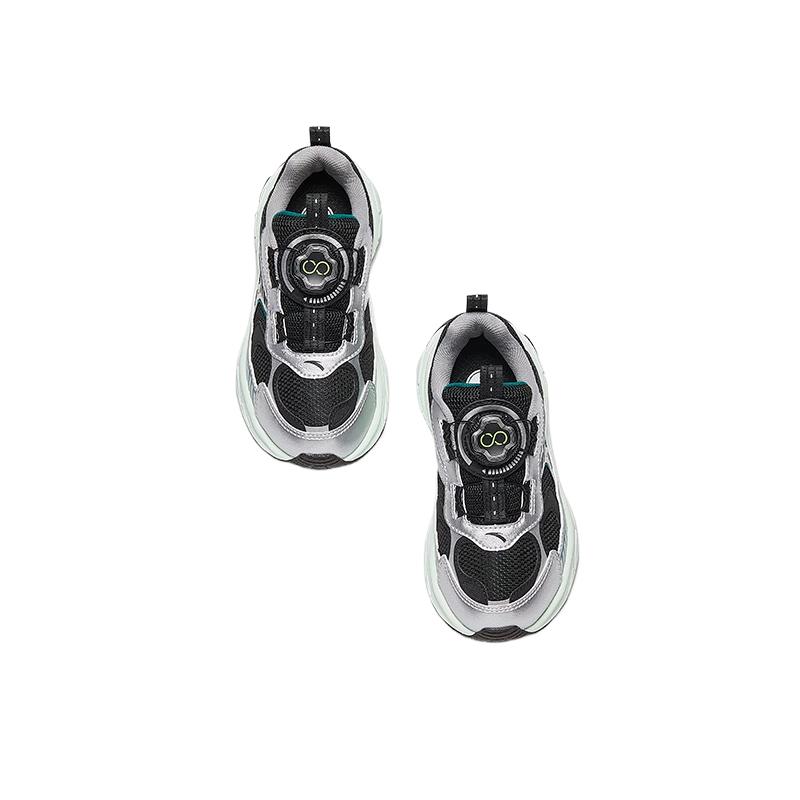 Anta Kids Comfortable Classic Fashion Versatile Non-Slip Wear-Resistant Low-Top Casual Shoes Kids Sneaker Silver Black 312519923-3