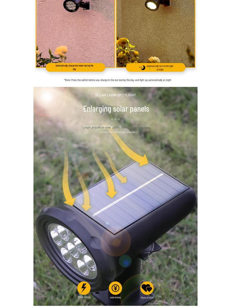 Super Bright Waterproof Solar Garden Spotlight for Outdoor Landscapes