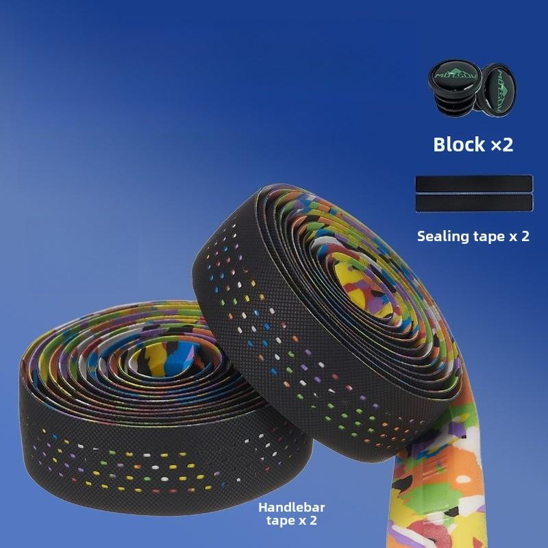 

2pcs Road Bike Handlebar with Perforated Strap Anti-slip Breathable and Sweat-wicking PU+EVA Leather Handlebar Strap