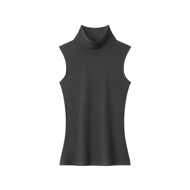 

Женская майка без рукавов с высоким воротом, облегающего кроя Small чёрный