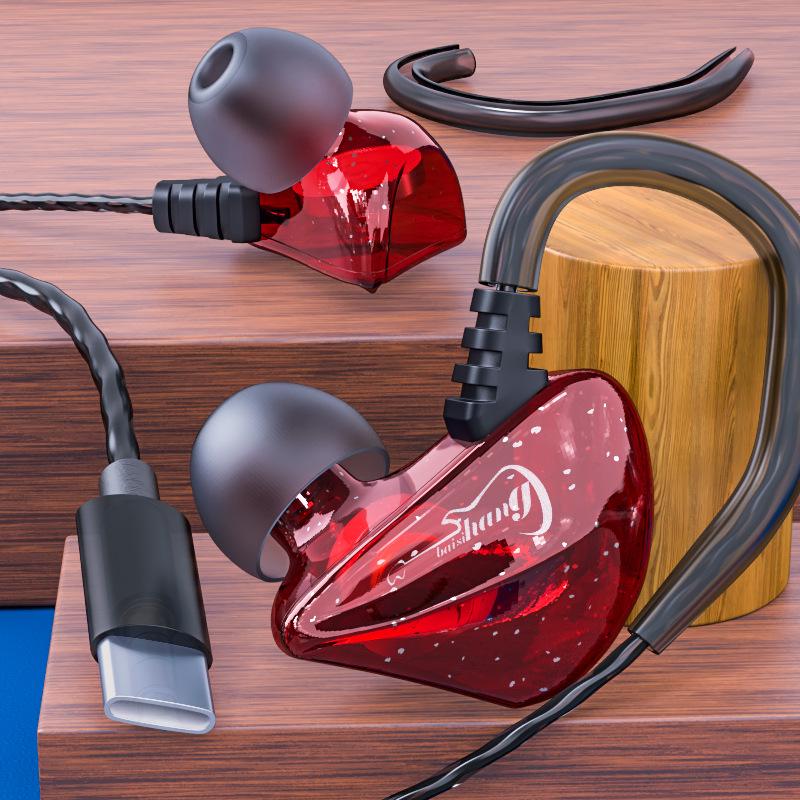 Premium Wired Over-Ear Headphones with Heavy Bass and In-line Controls for Android, Round Hole Type-C, Ideal for Sports