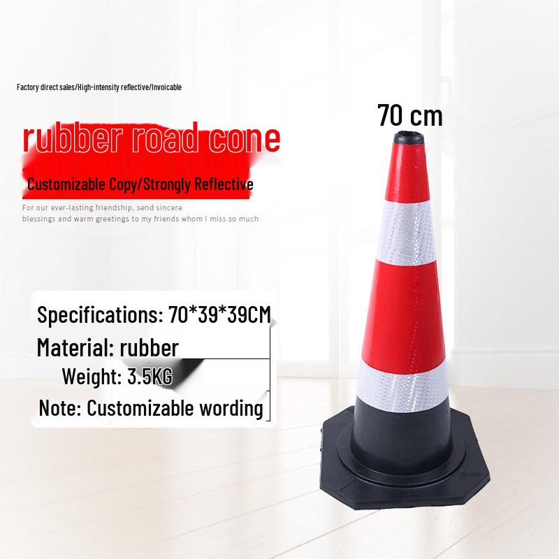 Reflective Rubber Traffic Cone: 70cm Triangular, 90cm Highway, Square, Cone-Shaped Barrel, Lifting Ring