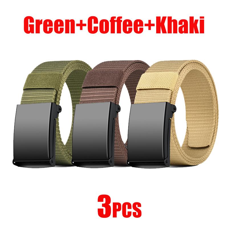 Newest Men's Belts Metal Buckle Automatic Tactical Belt Golf Canvas Workwear Casual Outdoor Military Training Pant Trousers Belt