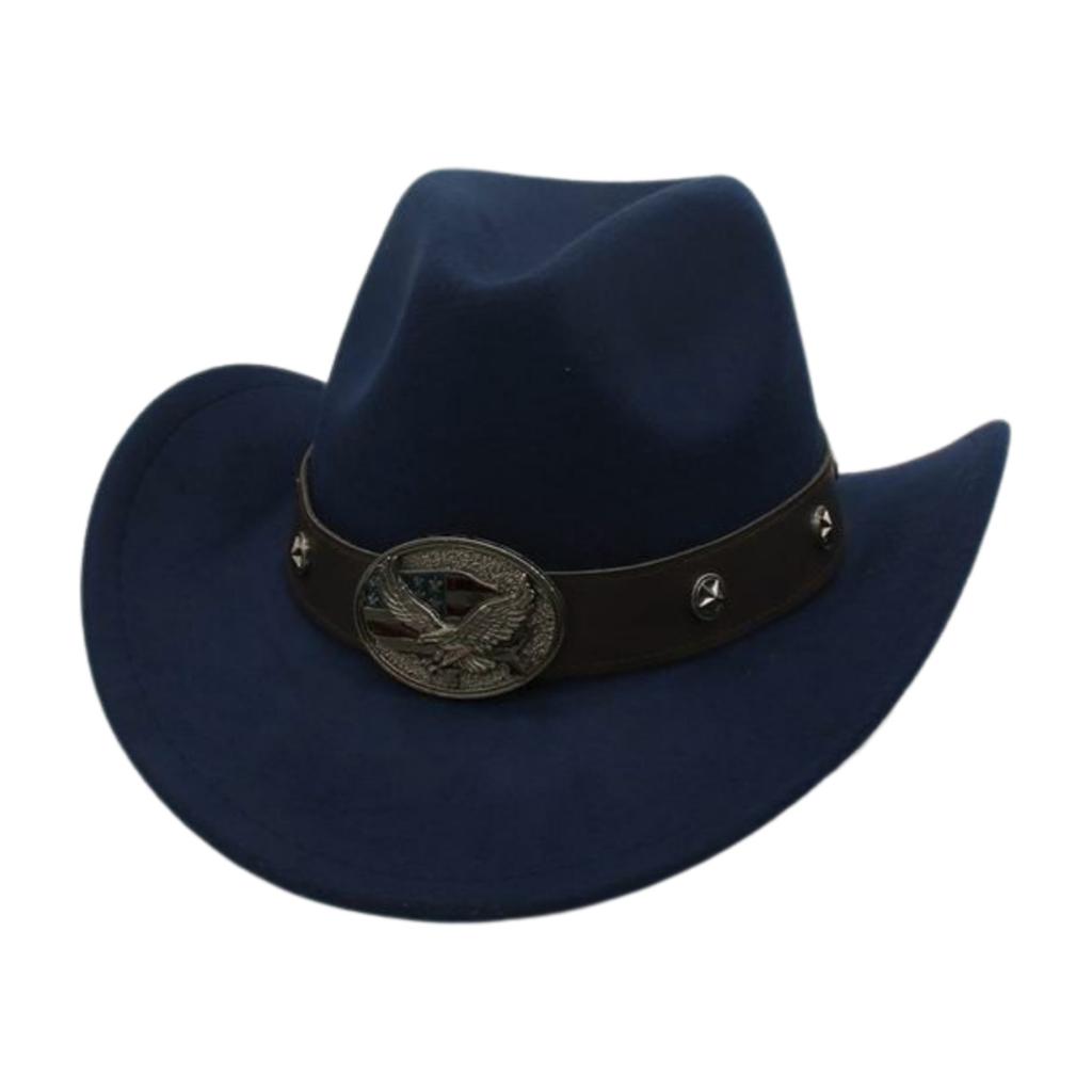 Rolled Brim Ethnic Style Decorative Design Felt Hat Western Cowboy Top Hat