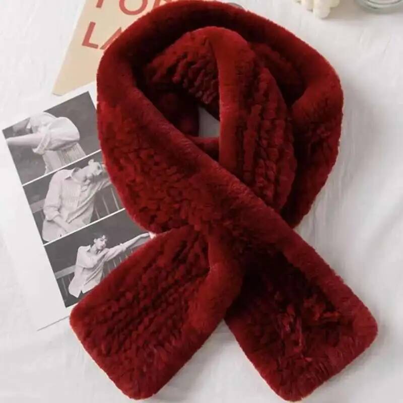 Rex Rabbit Fur Scarf Winter Medium Long fur Scarf Natural Fur Thickened Warm Fur Scarves Neck Warmer Female Real Fur Scarves