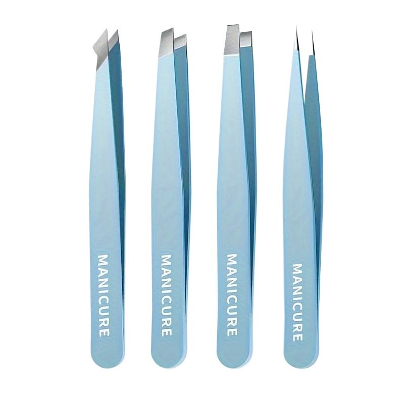 4pcs High-Quality Eyebrow Tweezer Colorful Hair Beauty Fine Hairs Puller Stainless Steel Slanted Brow Clips Removal Makeup Tools