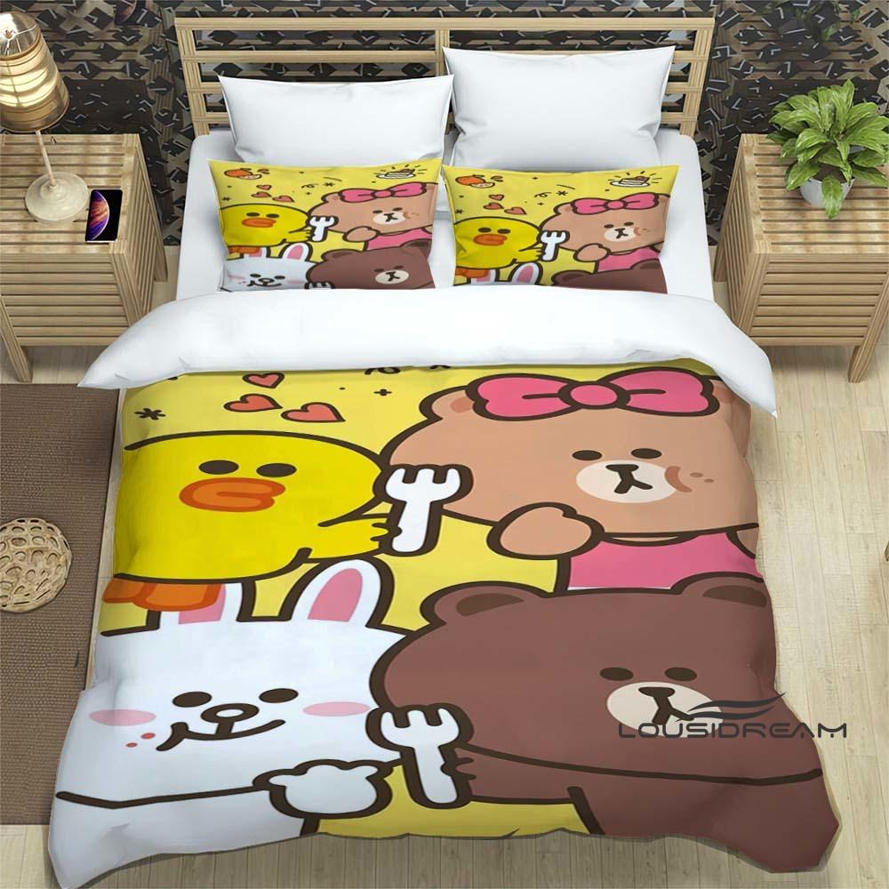 

Sunflower Cartoon BROWN & FRIENDS Printed Bedding Set – Duvet Cover Set – A luxurious gift for teenage girls, suitable for doubl 135X200cm