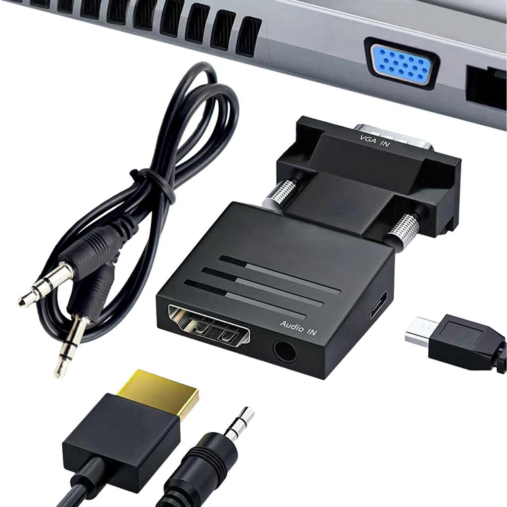 HDMI-kompatibler auf VGA-Adapter 1080P HDMI-Konverter HDMI-Buchse auf VGA-Stecker mit 3,5-mm-Audiokabel für Laptops, TV-Boxen, Projektoren