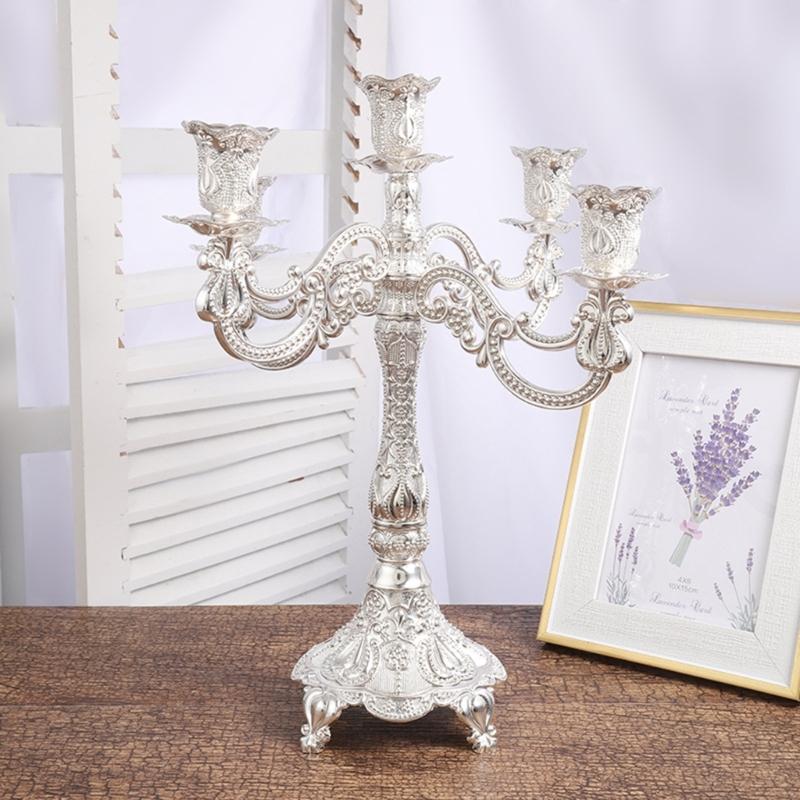 Luxurious European Taper Candle Holders Luxurious Carved Gold Metal Candelabra Enhancing Living Space Aesthetic Decors