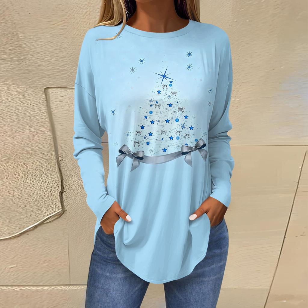 Women's Loose Comfortable Casual Fashion V-Neck Christmas Print Long Sleeve Hoodie