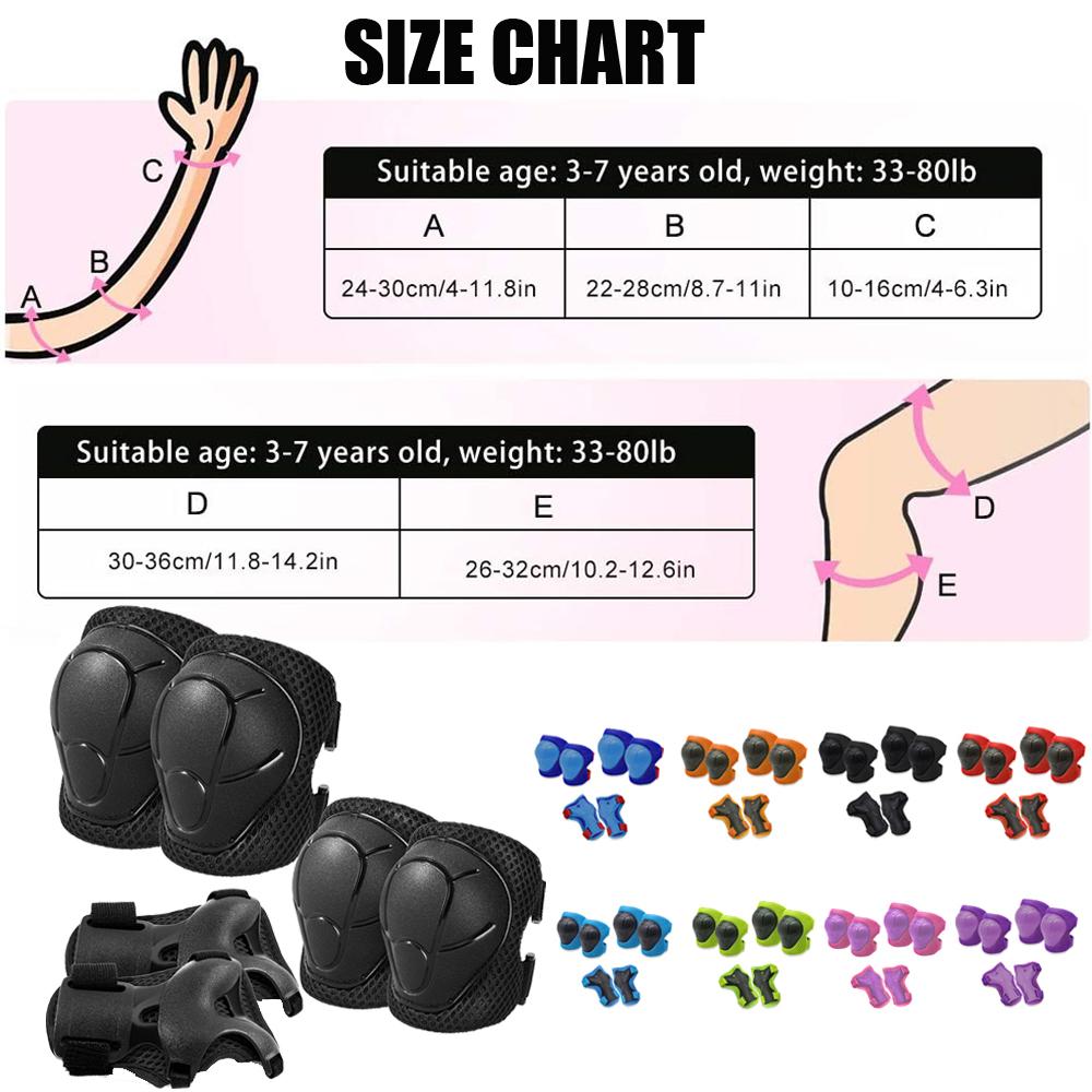 Schutzausrüstungsset für Kinder, Knieschützer für Kinder im Alter von 3–7 Jahren, Knie- und Ellenbogenschützer mit Handgelenkschoner zum Skaten, Radfahren, Fahrrad-Roller