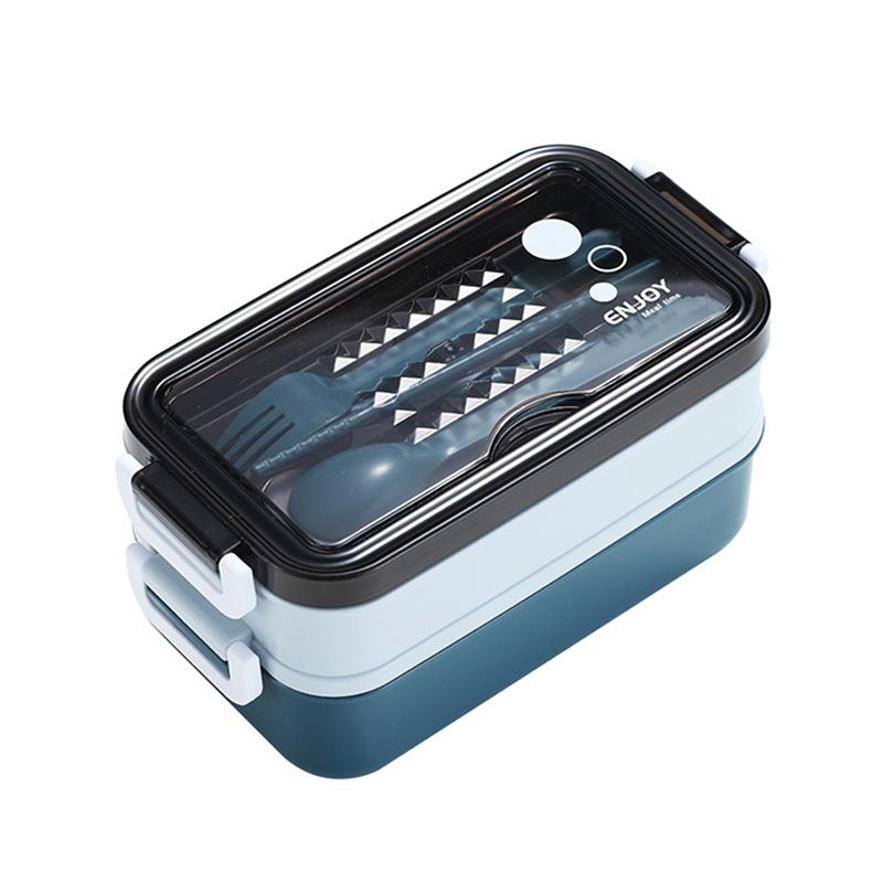 Japanese Style Double Layer Lunch Box Leak Proof Sealed Reusable Bento Box for Picnic Travel Office School