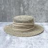 French Retro Salted Seaweed Hollow Woven Large Brim Flat Top Top Hat Men'S And Women'S Summer Outing Shading Straw Hat