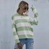 Women's Crew Neck Sweater, Striped, Long Sleeve