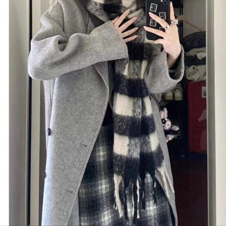 

2025 Spring Korean Style Slimming Loose Plus Size Woolen Coat - Gray/Black 6XL [225-245 jin] сірий колір