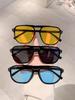 Men Double Bridge Aviator Sunglasses Korean Style Irregular Polygon Large Face Slimming Sun Glasses UV Protection Driving Outdoor Eyewear