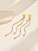 Stainless Steel Daisy Tassel Earrings for Women Gold Color Rolo Chain Drop Earrings Trendy Charm Party Jewelry Gift
