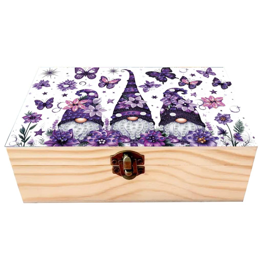 DIY Diamond Painting Colored Pattern Wood Case Partial Drill Crystal Mosaic Storage Container for Home Car Desk Decoration Craft