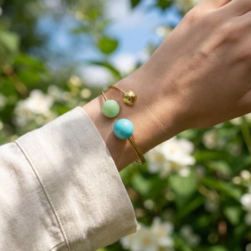 Joyful Candy Style Enamel Ring Adjustable Round Ball Shape Stainless Steel Non-Tarnish Jewelry for Women Casual Daily Wear