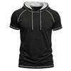 Men’s Shirts Short Sleeves Hooded T-shirts Fitness Tops Summer Casual Wear Pullover Hoodie