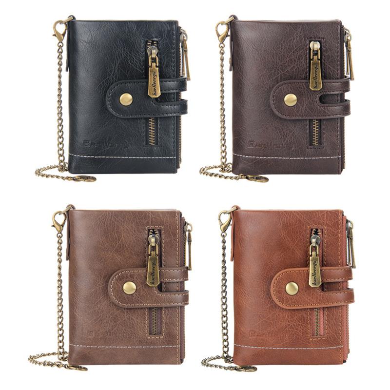 Classic Short PU Leather Wallet Cash And Card Storage Purse With Chain For Men Women Daily Use And Gifting