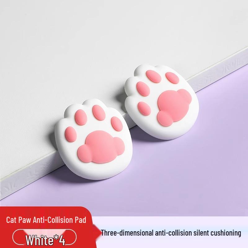 Adorable Cat Paw Silicone Door Handle Cushion Wall Sticker Bumper