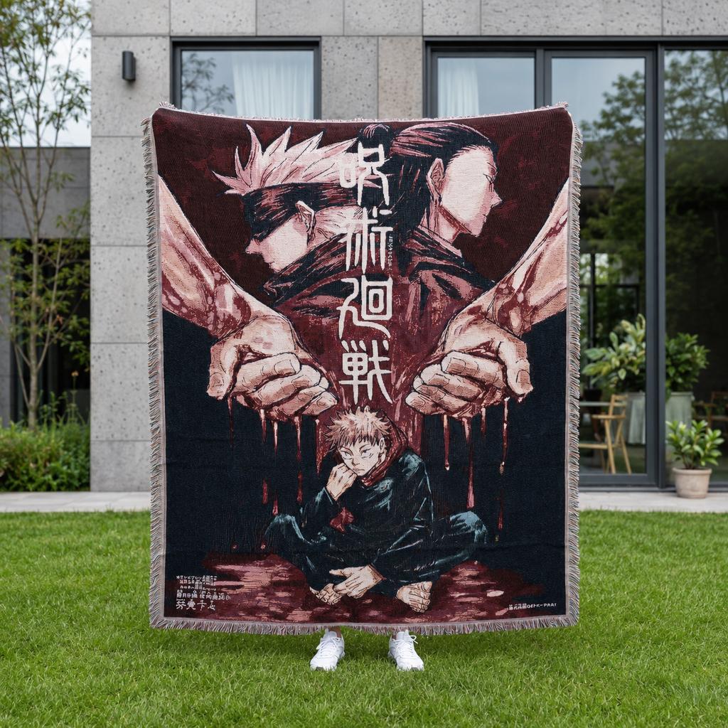 Custom Size Anime Woven Blanket Soft Home Cover Blanket for Couch Bed and Chair