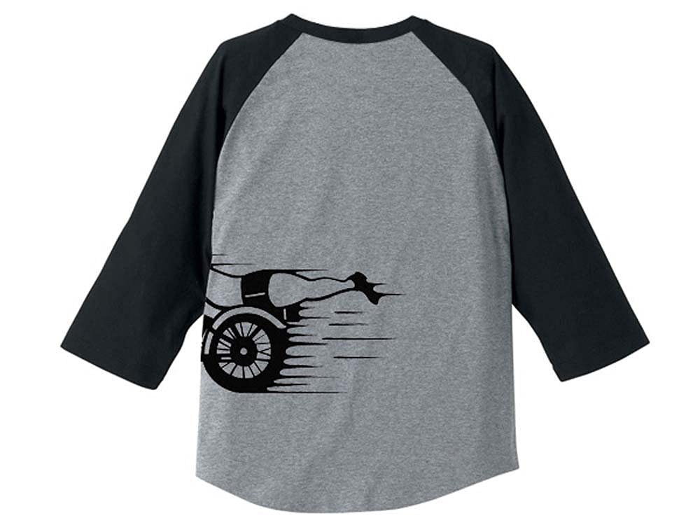 SPEED ADDICT Side Print Raglan 3/4 Sleeve T-shirt, Gray x Black, Size L