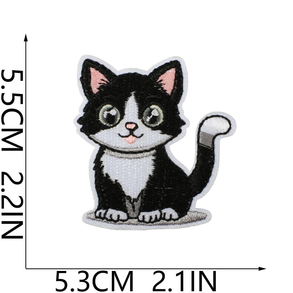 Cat Party Embroidery Cloth Sticker Ironing Cartoon Kitten Embroidery Label Tide Play Bag Decoration Patch Sticker Cute Meow Meow