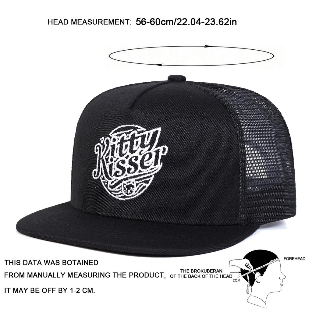 Unisex Kitty Kisser Letter Embroidery Hip-hop Net Hats Spring Summer Outdoor Adjustable Casual Baseball Caps Sunscreen Hat Cap
