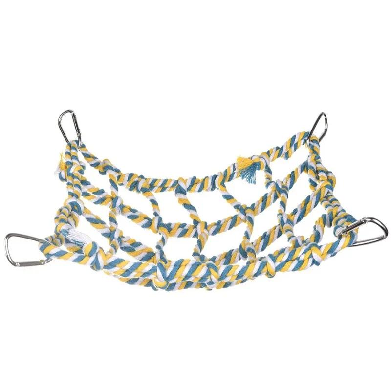 Papageien Kletternetz Schaukel Seilnetz Vogelständer Netz Hamster Eichhörnchen Hängematte mit Haken Vogel hängend Klettern Kauen Haustier Vogel Spielzeug