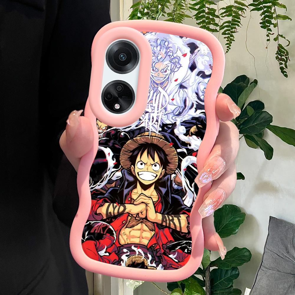 

Окрашенный узор Big Wave Edge Мягкий силиконовый материал Macaron чехол для телефона противоударный защитный резиновый чехол для OPPO Reno Realme Realme Narzo N65 5G розовый