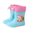 Kids' Cartoon Waterproof Mid-Calf Rain Boots with Removable Fleece Lining for Boys and Girls